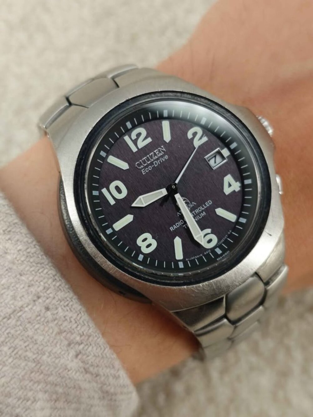 Citizen Men's Watch Eco-Drive Attesa A412 Titanium 39mm Black JDM